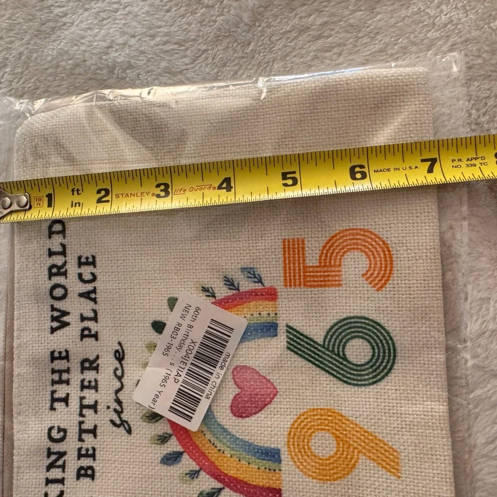 Born in 1965 Birthday Gift Zipper Pouch Rainbow Cosmetic Makeup Bag New